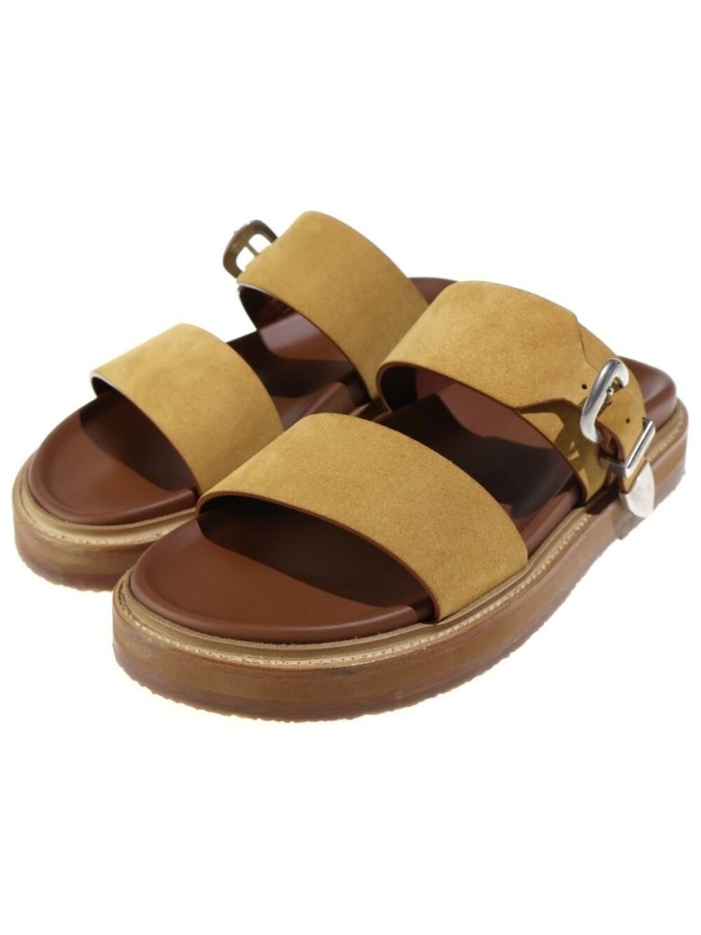 Celine Suede Belted Sandals Brown